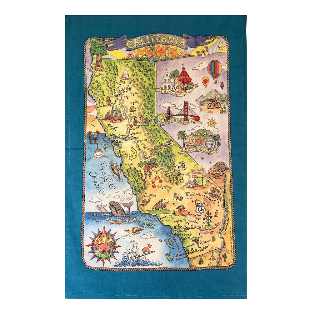 California Poster Style Tea Towel - Very Ventura Gift Shop & Gallery